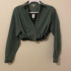 Green Vneck Crop top